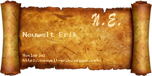 Neuwelt Erik névjegykártya